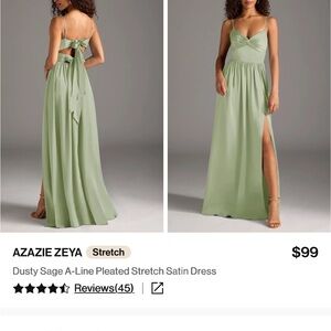 Azazie Backless Dusty Sage Dress
